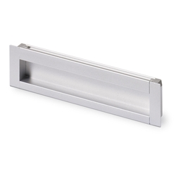 Hettich Muschelgriff, eckig, H 12mm Nidum 9071071, zum Einlassen, aluminiumoptik Bohrabstand 128mm, L 139mm