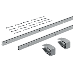 Hettich Laufprofil-Set, Länge teilbar, 2500mm, SlideLine M 9209167, Aluminium silber eloxiert TS 16-25mm