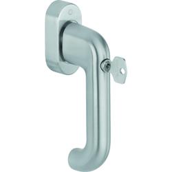 Hoppe Fenstergriff, mit ovaler Rosette, SecuForte®, Paris E038S/UD9056, F69 Edelstahl matt, mit Arretierung, VK7, Stift 20-30mm, längenvariabel, abschließbar, mit Stütznocken, Nocken Ø 10mm, mit Schrauben M5X35/40mm, Schließungsnr. 4W-1130 Nr. 12025550