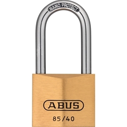 Abus Vorhangschloss 85/40HB40 Hoher Bügel, 2 Profilschlüssel, Messing massiv Gehäuseb. 40mm, Gehäuset. 16mm, H 79mm Nr. 02412