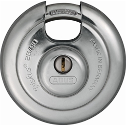 Abus Vorhangschloss, Diskus 26/90 2 Profilschlüssel, Edelstahl edelstahl Gehäuseb. 91mm, Gehäuset. 29mm, H 91mm Nr. 20340