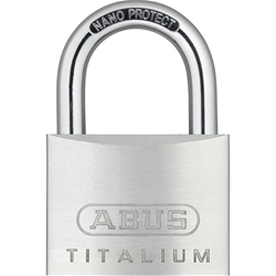 Abus Vorhangschloss, Titalium 64TI/60 5-stiftig, 2 Profilschlüssel, TITALIUM™-Spezialaluminium Gehäuseb. 60mm, Gehäuset. 19mm, H 91mm Nr. 56352