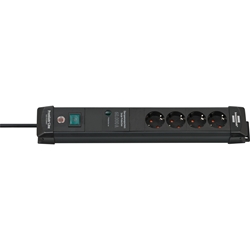 Brennenstuhl Premium-Line Steckdosenleiste 4-fach mit Überspannungsschutz bis zu 60.000A (Mehrfachsteckdose mit Schalter und 1,8m Kabel, Steckdosenleiste Wandmontage, Made in Germany) schwarz Nr. 1951140300