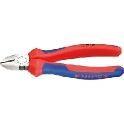 Knipex Seitenschneider mit Mehrkomponenten-Hüllen schwarz atramentiert 180 mm Nr. 70 02 180