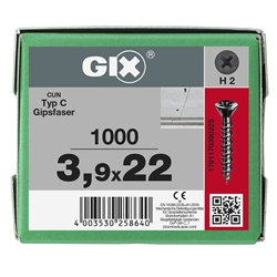 SPAX Schraube GIX-C 3.9x22mm Senkkopf Fräsrippen H2 HILO-Gewinde phosphatiert 1000ST Nr. 1791170390225