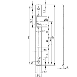 Wilka Schließblech 9321 Niro 24x6x245mm U-Stulp, Din Rechts für E-Öffner Nr. 9321.000002