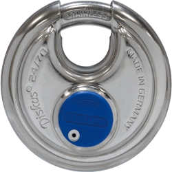 Abus Vorhangschloss,Diskus 24IB/70 2 Profilschlüssel, edelstahl Gehäuseb. 70mm,Gehäuset. 31mm,H 70mm, verschiedenschließend Nr. 02050