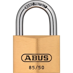 Abus Vorhangschloss 85/50 Servicezylinder, 2 Profilschlüssel, Messing massiv Gehäuseb. 50mm,Gehäuset. 18mm,H 77mm Nr. 42379