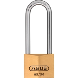 Abus Vorhangschloss 85/50HB80 Hoher Bügel, 2 Profilschlüssel, Messing massiv Gehäuseb. 50mm,Gehäuset. 18mm,H 129mm, verschiedenschließend Nr. 02417