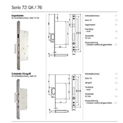 Gegenkasten 72 GK für Schiebetürschloss mit Ziehgriff F20mm rund silber Nr. A7201 00/100GGK