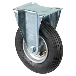 Transport-Bockrolle, Rad Ø 200mm, Gummi schwarz, Radb. 50mm, BH 235mm, Rollenlager, Radk. Stahl, mit Platte, PG 135x105mm, Tragkr. 75kg Nr. L410.C90.200